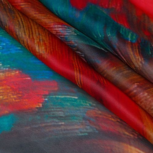 Шифон 068-17455 красно-желтый мультиколор