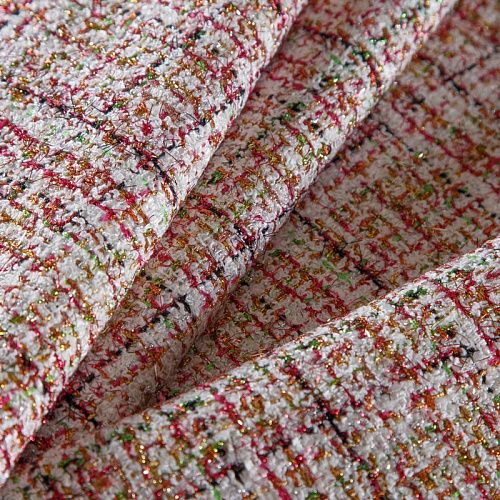Твид дублированный 052-16580 белый/мультиколор
