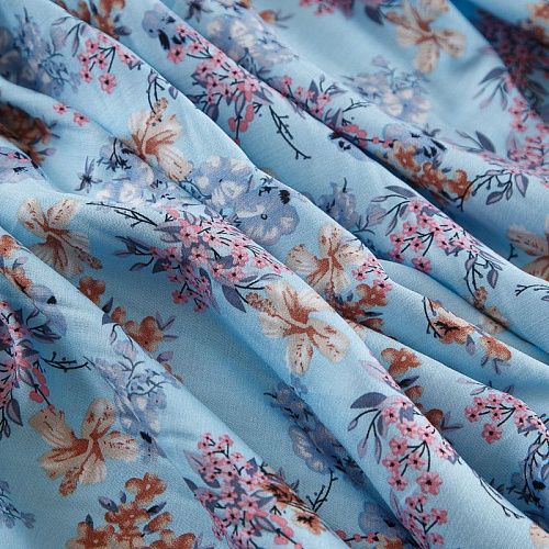 Штапель 069-17428 светло-голубой принтованный