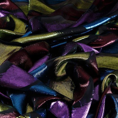 Шифон с люрексом 068-19166 черный мультиколор