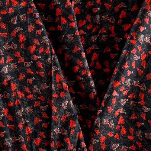 Твил-штапель 069-04624 черный принтованный