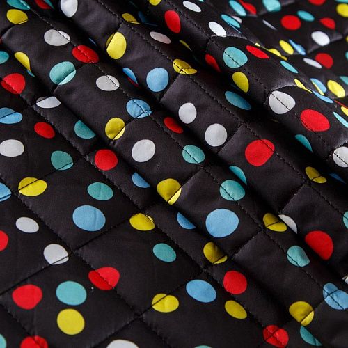 Ткань курточная стеганая 033-14410 черный принтованный