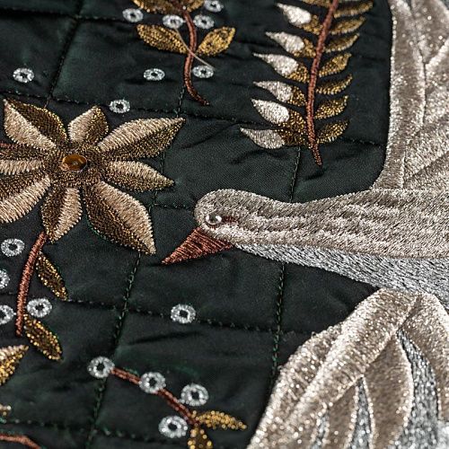 Ткань курточная с вышивкой К20-321 темно-зеленый