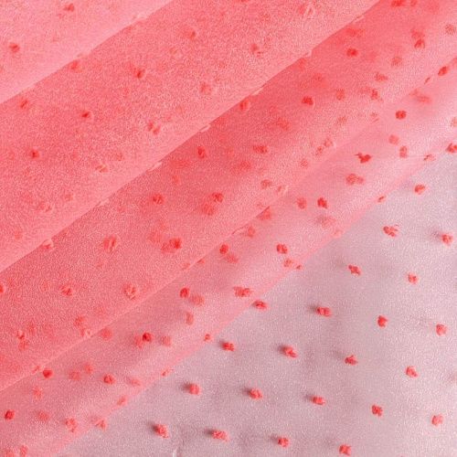 Органза с флоком К33-256 карминово-розовый однотонный