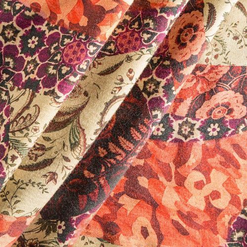 Шерсть плательная 066-02264 бежевый принтованный