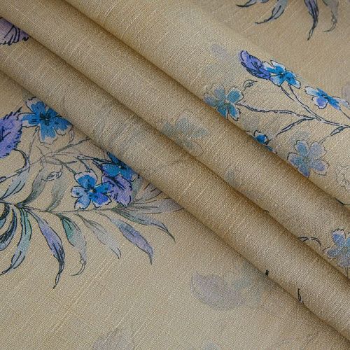 Лен-вискоза 035-13552 светло-фисташковый принтованный