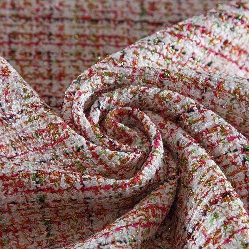 Твид дублированный 052-16580 белый/мультиколор