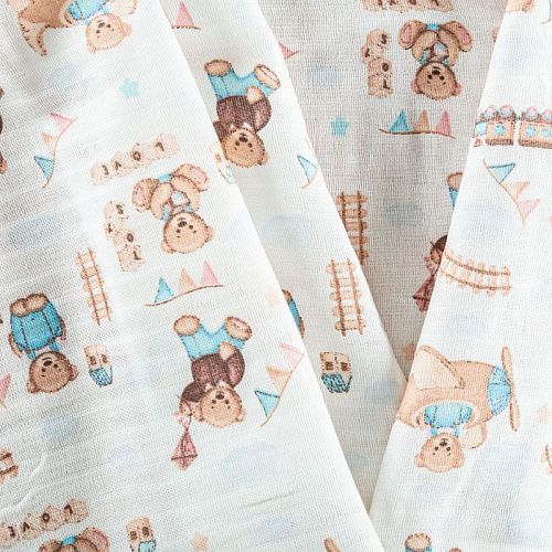 Муслин 063-03497 белый принтованный