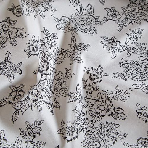 Коттон стрейч 063-17024 белый принтованный