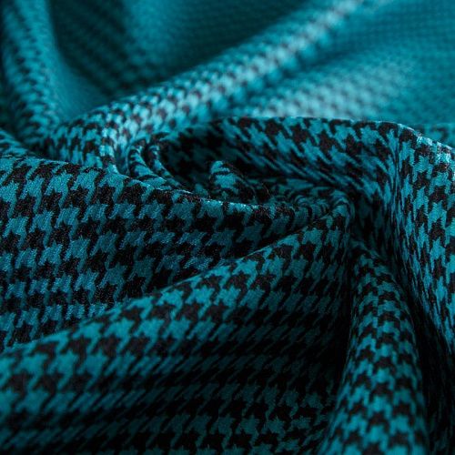 Ткань костюмная 025-14711 бирюзово-зеленый принтованный