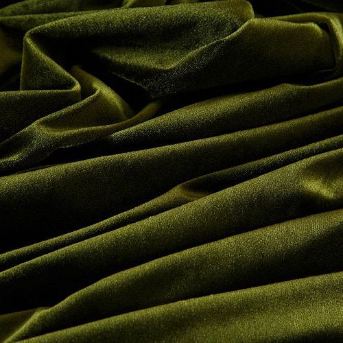 Бархат стрейч 002-18863 оливково-зеленый однотонный
