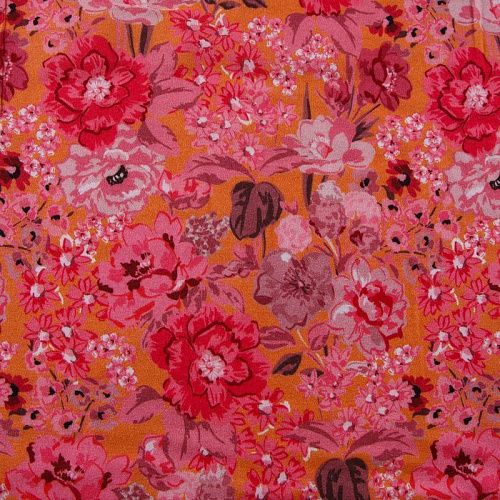 Креп плательный 026-12251 ярко-роозовый принтованный