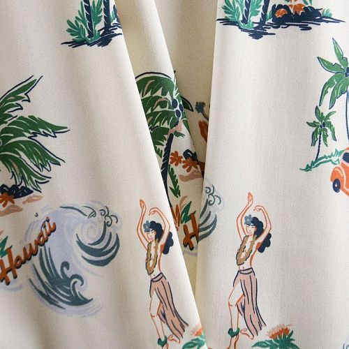 Коттон стрейч 063-12219 сливочный принтованный