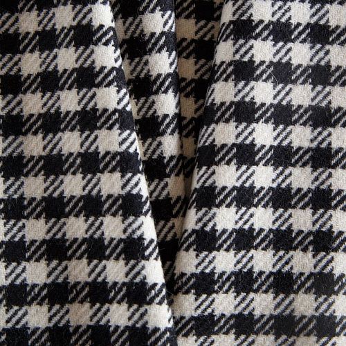 Ткань костюмная 025-14437 молочно-черный клетка