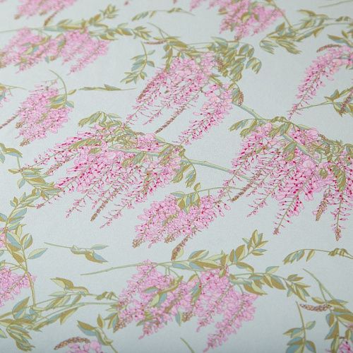 Креп-шифон шелковый 027-19850 разбеленный мятный принтованный