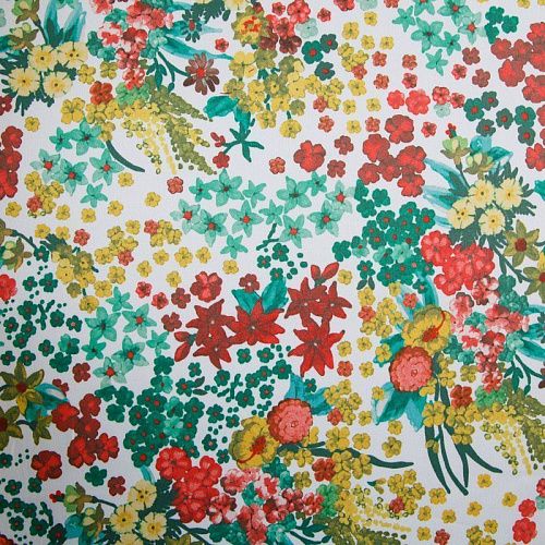 Коттон стрейч 063-12118 белый принтованный