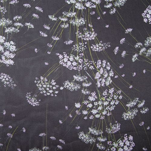 Шифон шелковый 027-20194 черный принтованный