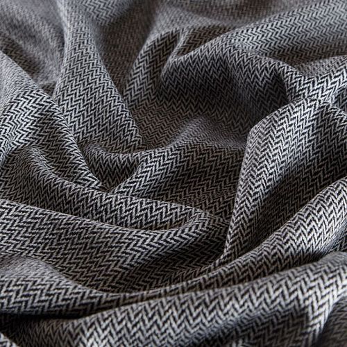 Ткань пальтовая 040-14404 черно-молочная елочка