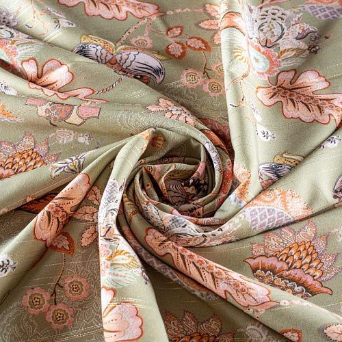 Вискоза с люрексом 009-1004 зеленый шалфей принтованный