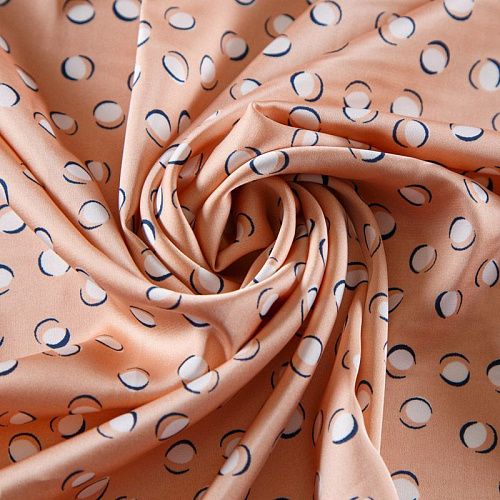 Шелк синтетический 065-13573 персиковый принтованный