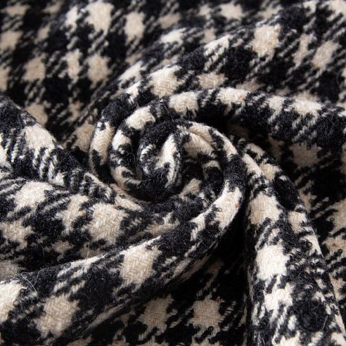 Ткань пальтовая 040-20248 молочно-черный клетка