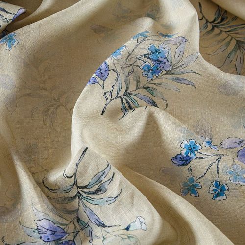 Лен-вискоза 035-13552 светло-фисташковый принтованный