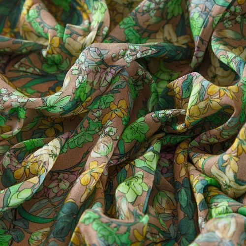 Креп 026-12367 бежевый принтованный