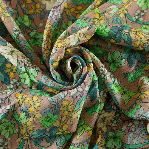 Креп 026-12367 бежевый принтованный