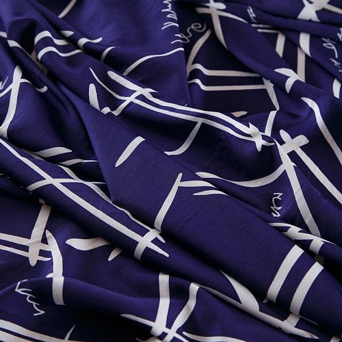 Вискоза "Лоренцо" стрейч 036-18314 фиолетово-синий принтованный