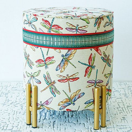 Пуф круглый D 39 см H 48 см гобелен "Стрекозы" 521334 