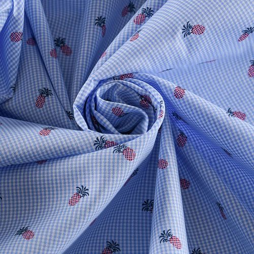 Хлопок плательно-рубашечный 049-12084 голубой принтованный