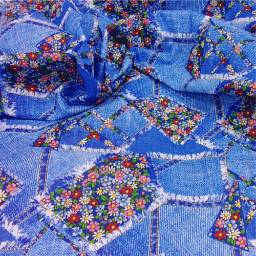 Бязь 007-00145 синий принтованный