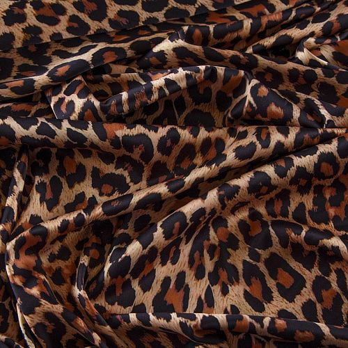 Шелк синтетический 065-13927 коричневый принтованный