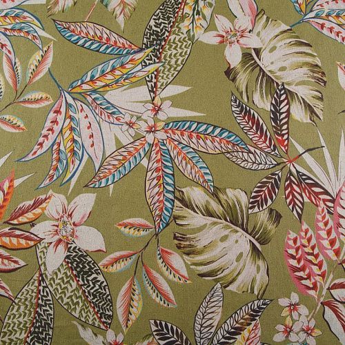 Ткань портьерная H-280 см 19-02-15872 оливковый принтованный