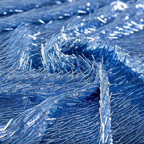 Сетка с пайетками и стеклярусом 050-19863 голубой