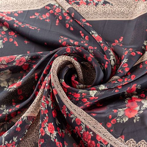 Шифон 068-01876 черный принтованный