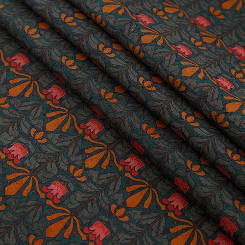 Хлопок стрейч 063-16534 хвойный зеленый принтованный