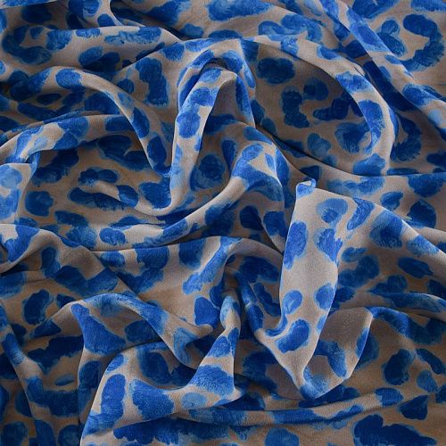 Крепдешин натуральный 028-11952 бежевый принтованный