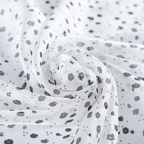 Шифон шелковый 068-20066 белый принтованный