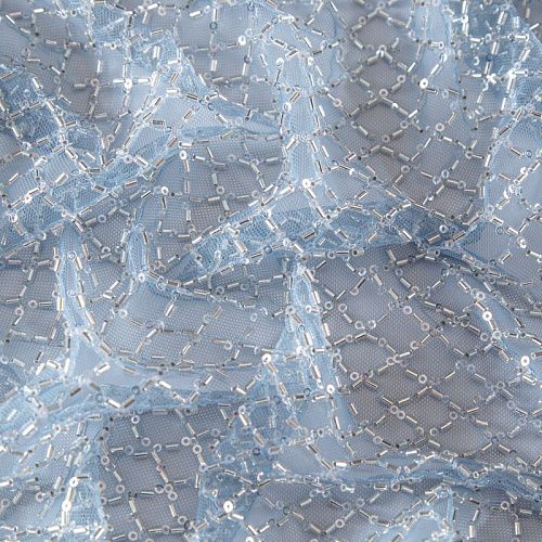 Сетка со стеклярусом 050-13581 серо-голубой