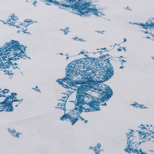 Лен натуральный 035-12152 белый принтованный