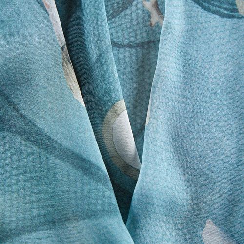 Шифон шелковый 068-12191 серо-голубой принтованный