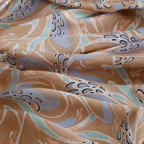 Штапель 069-17433 бежевый принтованный