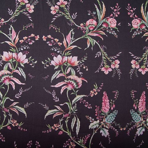 Креп-шифон шелковый 027-19926 черный принтованный