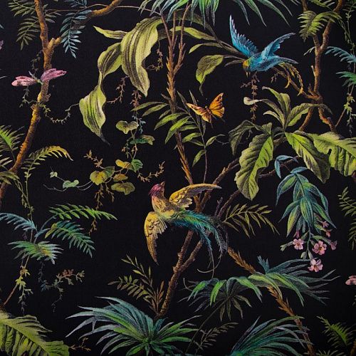 Шифон шелковый 068-19642 черный принтованный