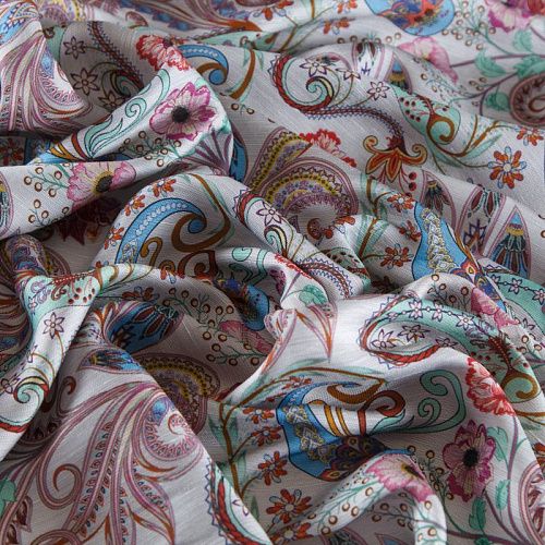 Шелк-вискоза 064-12319 светло-серый принтованный