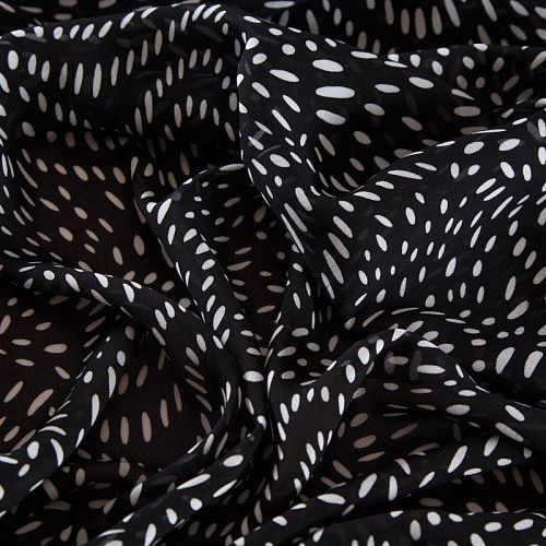 Креп-шифон 027-16219 черный принтованный