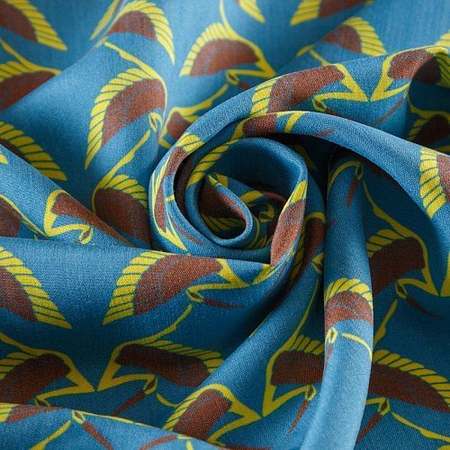 Шелк-вискоза 064-12366 лазурно-голубой принтованный