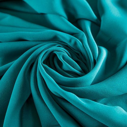 Креп-шифон натуральный 027-06274 бирюзово-зеленый однотонный