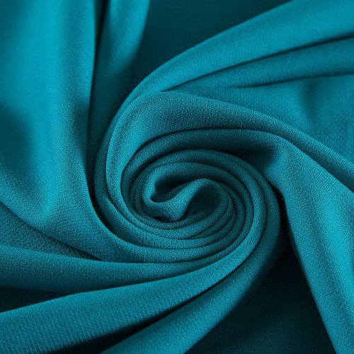 Креп стрейч 026-17216 бирюзовый однотонный